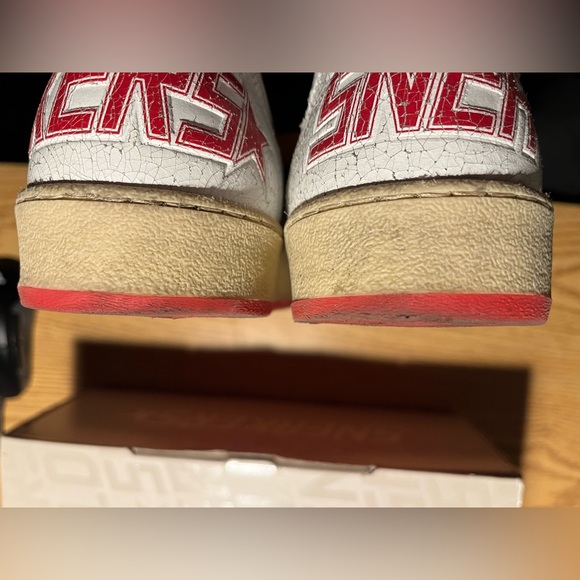 Golden Goose Ballstar 44 White/Strawberry Red Pre-Distressed - Picture 8 of 14